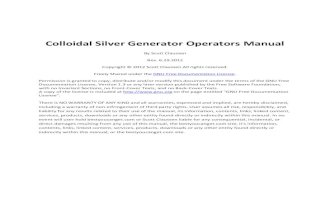 Colloidal Silver Generator Operators Manual