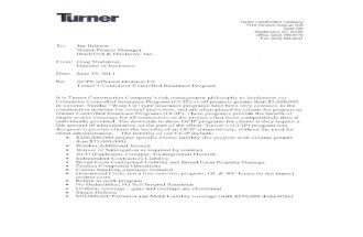 Turner's Contractor Controlled Insurance Program