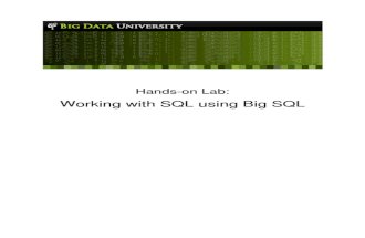Lab - Working With SQL Using Big SQL v3