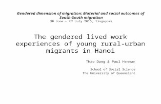 The gendered lived work experiences of young rural-urban migrants in Hanoi