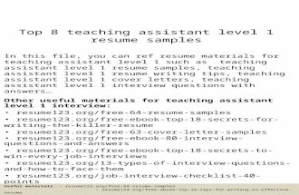 Top 8 teaching assistant level 1 resume samples