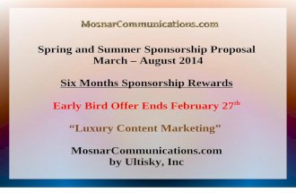 MosnarCommunications.com 2014 Early Bird Sponsor