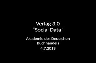 Mit Social Data zum Verlag 3.0
