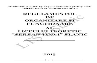 Regulamentul de Ordine Și Funcționare - Ltșv - 2015