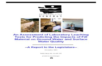 Assessment of Laboratory Leaching Test for Predicting the Impact of Fill Material on Ground Water and Surface Water Quality
