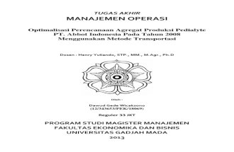 246437642 Optimalisasi Perencanaan Agregat Produksi Pedialyte Abbot Indonesia Pada Tahun 2008 Menggunakan Metode Transportasi