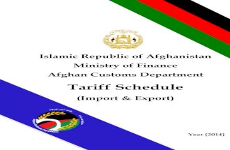 Afghanistan Customs Tariff 2014 English