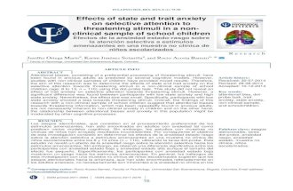 Effects of State and TEffects of state and trait anxiety on selective attention to threatening srait Anxiety on Selective Attention to Threatening St...
