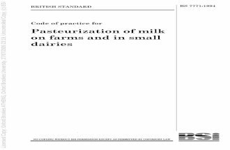 Code of practice for Pasteurization of milk on farms and in small dairies