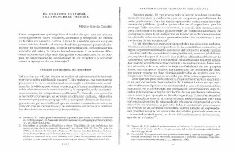 El Consumo Cultural. Una Propuesta Teórica. Nestor García Canclini, 1999 (1)