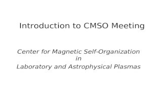 Introduction to CMSO Meeting Center for Magnetic Self-Organization in Laboratory and Astrophysical Plasmas.