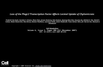 Loss of the PlagL2 Transcription Factor Affects Lacteal Uptake of Chylomicrons Frederik Van Dyck, Caroline V. Braem, Zhao Chen, Jeroen Declercq, Rob Deckers,