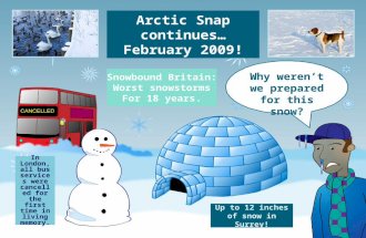 In London, all bus services were cancelled for the first time in living memory. Why weren’t we prepared for this snow? Arctic Snap continues… February.