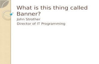 What is this thing called Banner? John Strother Director of IT Programming.