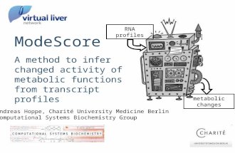 Andreas Hoppe, Charité University Medicine Berlin Computational Systems Biochemistry Group ModeScore A method to infer changed activity of metabolic functions.