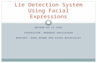 NATHAN DE LA CRUZ SUPERVISOR: MEHRDAD GHAZIASGAR MENTORS: DANE BROWN AND DIEGO MUSHFIELDT Lie Detection System Using Facial Expressions.