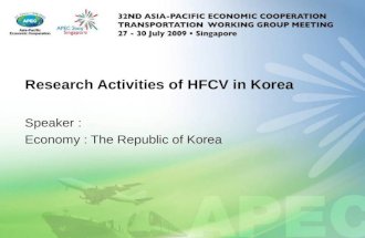 Research Activities of HFCV in Korea Speaker : Economy : The Republic of Korea.