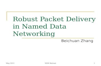 1 Robust Packet Delivery in Named Data Networking Beichuan Zhang May 2011NDN Retreat.