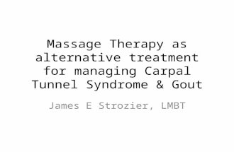 Massage Therapy as alternative treatment for managing Carpal Tunnel Syndrome & Gout James E Strozier, LMBT.