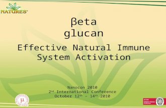 Βeta glucan Effective Natural Immune System Activation Nanocon 2010 2 nd International Conference October 12 th – 14 th 2010.