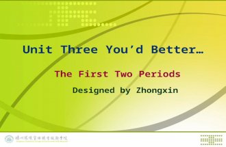 Unit Three You’d Better… The First Two Periods Designed by Zhongxin.