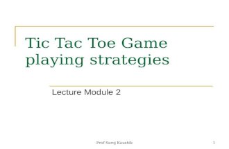 Prof Saroj Kaushik1 Tic Tac Toe Game playing strategies Lecture Module 2.