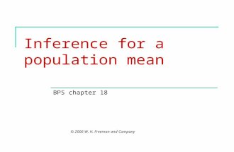 Inference for a population mean BPS chapter 18 © 2006 W. H. Freeman and Company.