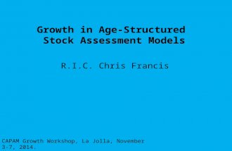 Growth in Age-Structured Stock Assessment Models R.I.C. Chris Francis CAPAM Growth Workshop, La Jolla, November 3-7, 2014.
