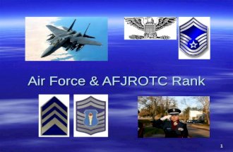 1 Air Force & AFJROTC Rank. TOOTLIFEST  Demonstrate recognition of rank and paygrade of ALL Enlisted and Officer Rank Active Duty and Cadet –Given a.