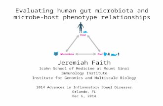 Evaluating human gut microbiota and microbe-host phenotype relationships Jeremiah Faith Icahn School of Medicine at Mount Sinai Immunology Institute Institute.