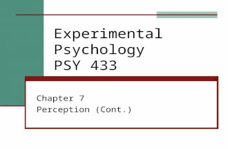 Experimental Psychology PSY 433 Chapter 7 Perception (Cont.)