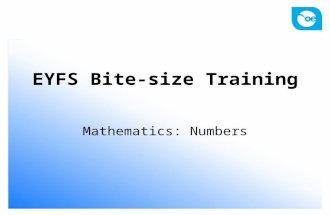 EYFS Bite-size Training Mathematics: Numbers. Aims and outcomes Participants to: know the early learning goal in relation to numbers understand how to.