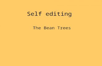 Self editing The Bean Trees. Format 1. double spaced? 2. 12 pt font? 3 paragraphs indented? 4. Title? (think of one that works for essay) 5. Name and.