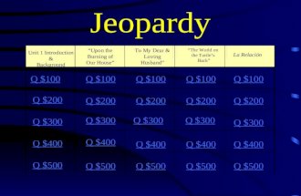 Jeopardy “Upon the Burning of Our House” To My Dear & Loving Husband” Q $100 Q $200 Q $300 Q $400 Q $500 Q $100 Q $200 Q $300 Q $400 Q $500 Unit 1 Introduction.