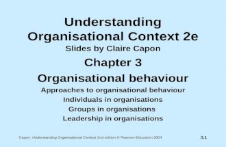 3.1 Capon: Understanding Organisational Context 2nd edition © Pearson Education 2004 Understanding Organisational Context 2e Slides by Claire Capon Chapter.