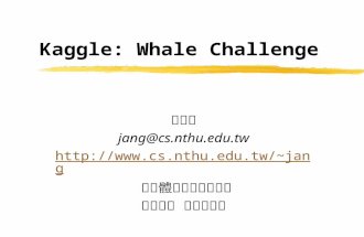 Kaggle: Whale Challenge 張智星 jang@cs.nthu.edu.tw jang 多媒體資訊檢索實驗室 台灣大學 資訊工程系.