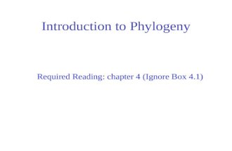 Introduction to Phylogeny Required Reading: chapter 4 (Ignore Box 4.1)