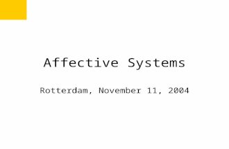 Affective Systems Rotterdam, November 11, 2004. What is an “affective system”? A fly? A dog? A software? A human? An ant?