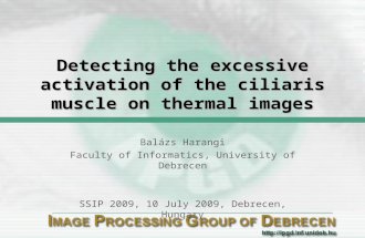 Detecting the excessive activation of the ciliaris muscle on thermal images Balázs Harangi Faculty of Informatics, University of Debrecen SSIP 2009, 10.