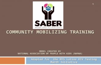 COMMUNITY MOBILIZING TRAINING MODEL CREATED BY NATIONAL ASSOCIATION OF PEOPLE WITH AIDS (NAPWA) COMMUNITY MOBILIZING TRAINING MODEL CREATED BY NATIONAL.