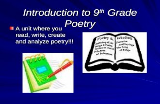 Introduction to 9 th Grade Poetry A unit where you read, write, create and analyze poetry!!!