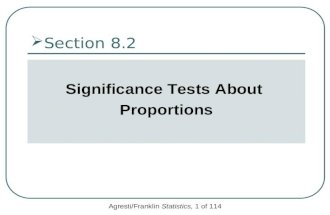 Agresti/Franklin Statistics, 1 of 114  Section 8.2 Significance Tests About Proportions.