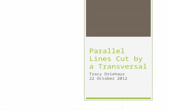 Parallel Lines Cut by a Transversal Tracy Driehaus 22 October 2012.