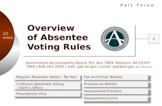 Government Accountability Board, P.O. Box 7984, Madison, WI 53707-7984 | 608-261-2028 | web: gab.wi.gov | email: gab@wi.gov Rev 2011-09 Overview of Absentee.