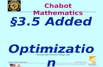 BMayer@ChabotCollege.edu MTH15_Lec-17_sec_3-5_Added_Optimization.pptx 1 Bruce Mayer, PE Chabot College Mathematics Bruce Mayer, PE Licensed Electrical.