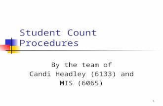 Student Count Procedures By the team of Candi Headley (6133) and MIS (6065) 1.