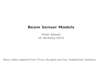 Beam Sensor Models Pieter Abbeel UC Berkeley EECS Many slides adapted from Thrun, Burgard and Fox, Probabilistic Robotics TexPoint fonts used in EMF. Read.
