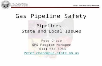 Ohio’s One-Stop Utility Resource Gas Pipeline Safety Pipelines - State and Local Issues Pete Chace GPS Program Manager (614) 644-8983 Peter.chace@puc.state.oh.us.