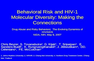 Behavioral Risk and HIV-1 Molecular Diversity: Making the Connections Drug Abuse and Risky Behaviors: The Evolving Dynamics of HIV/AIDS NIDA, NIH, May.