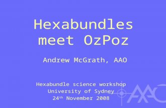 Hexabundles meet OzPoz Hexabundle science workshop University of Sydney 24 th November 2008 Andrew McGrath, AAO.
